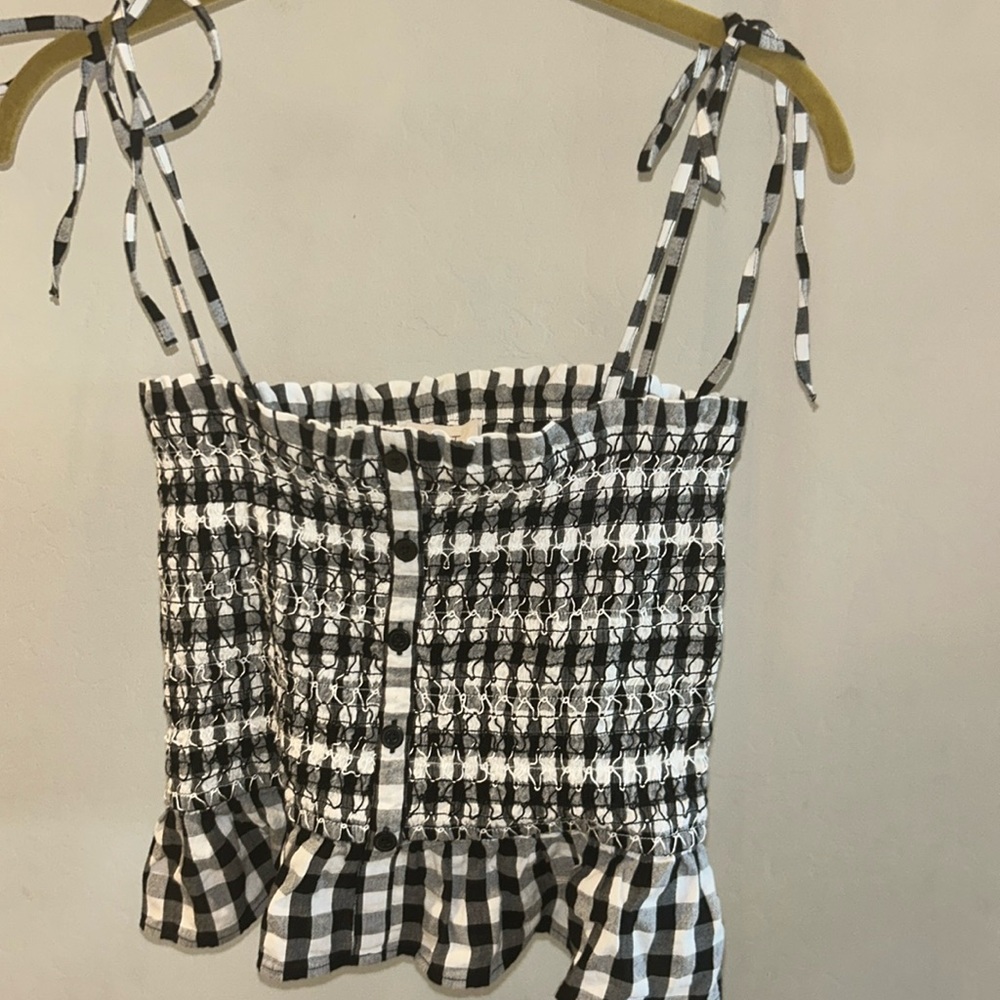 NWT LOFT summer top. Size small. Black and white check print.